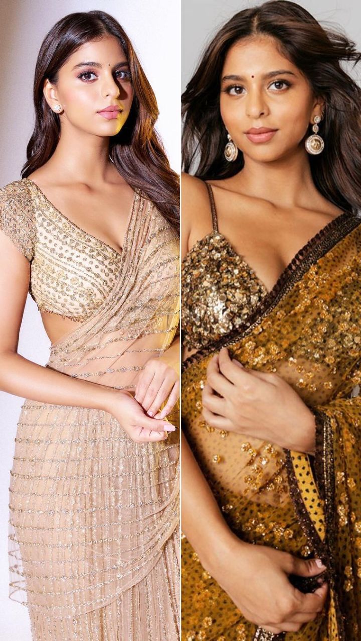 Suhana Khan'S Love For Glittery Sarees