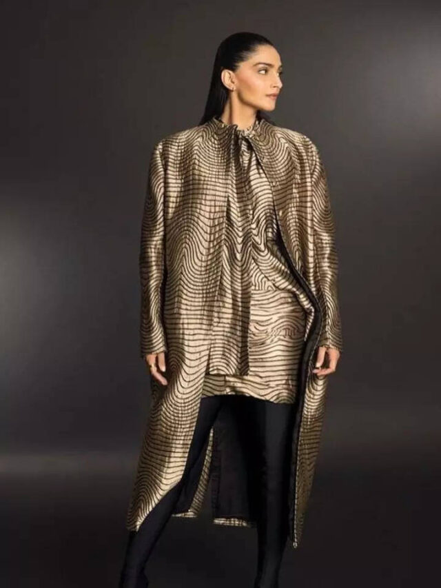 Sonam Kapoor Radiates Power Girl Charm In Golden Mini Dress And Chic Long Jacket