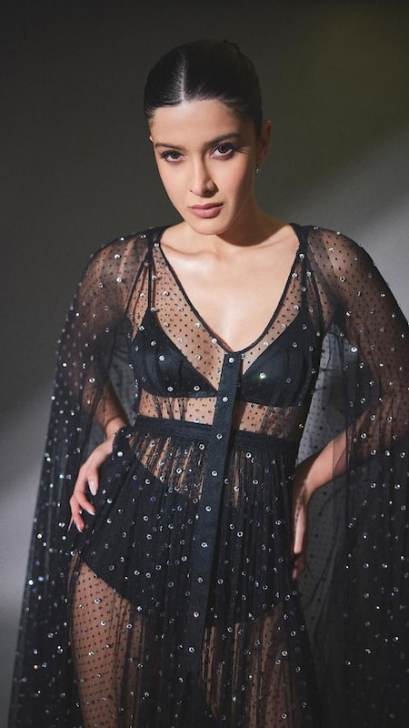 Shanaya Kapoor Adds Sparkle To The Night In Sheer Black Dress